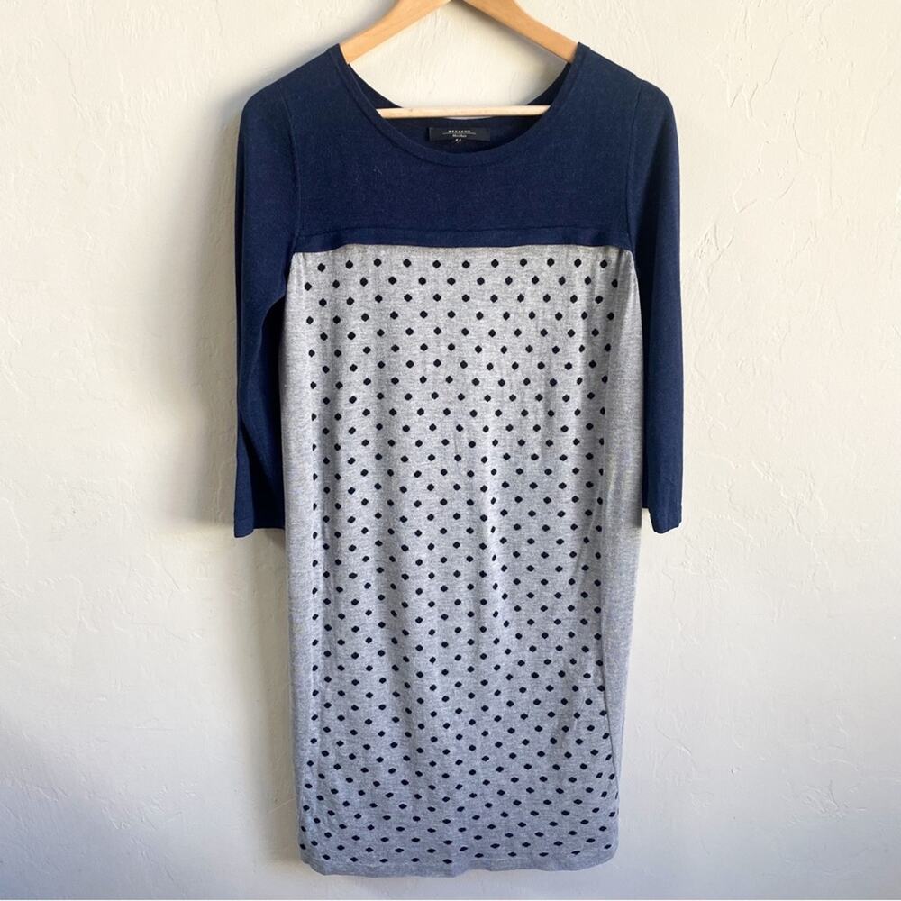 MaxMara Weekend Navy Dot Sweater Dress Medium